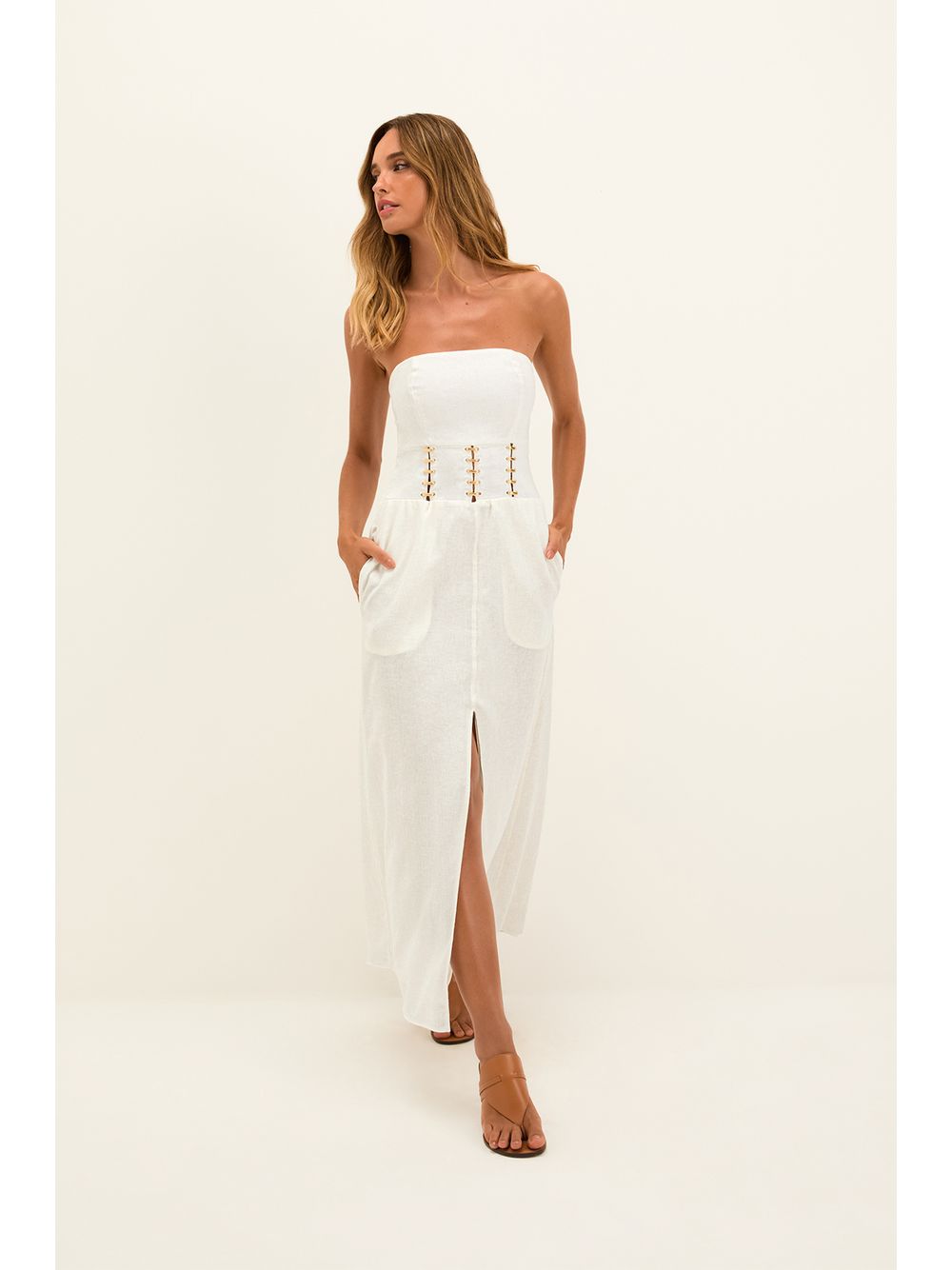 ViX — Vestido Midi Greta Off White