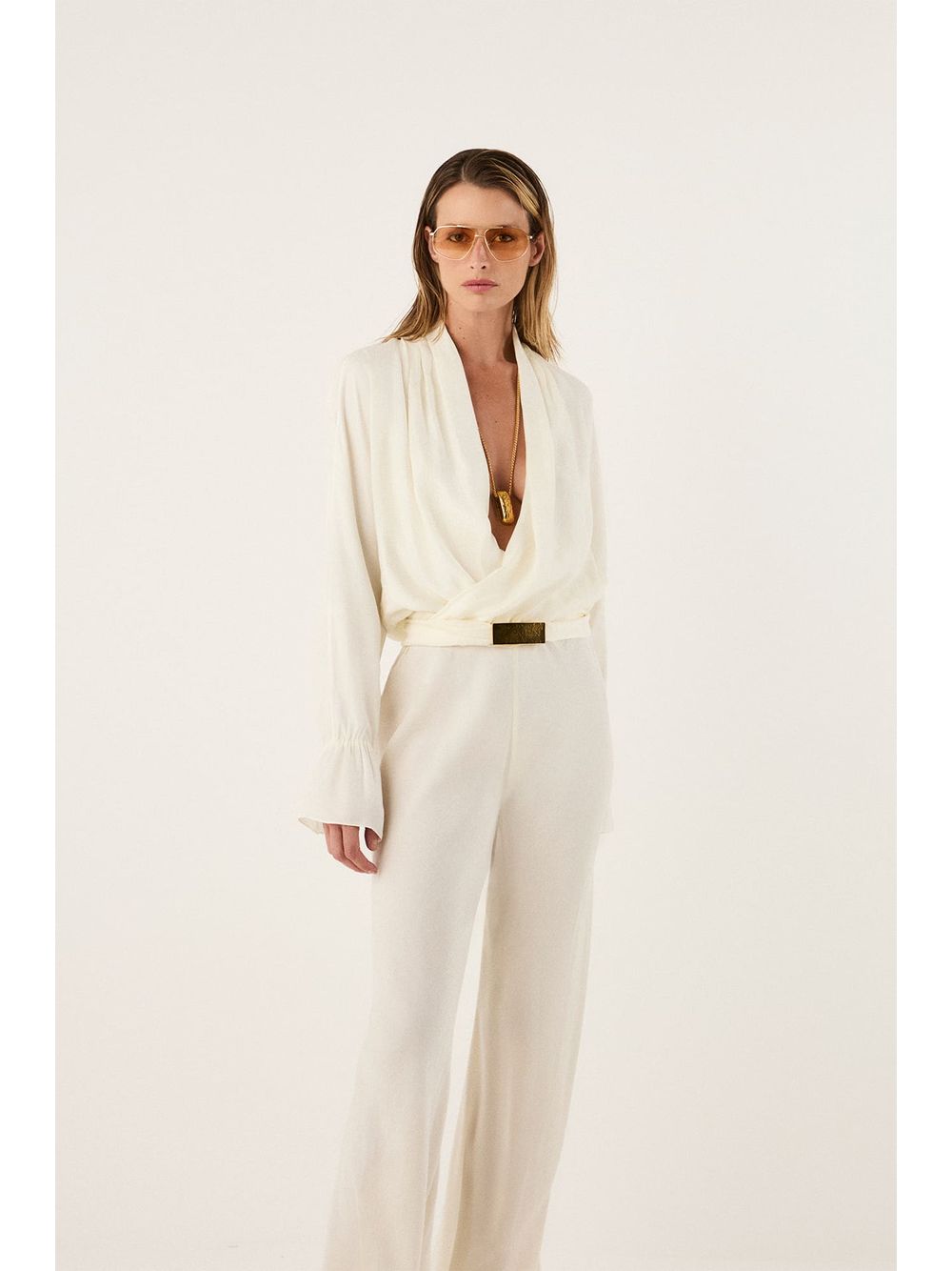 ViX — Calça Rosie Detalhe Off White