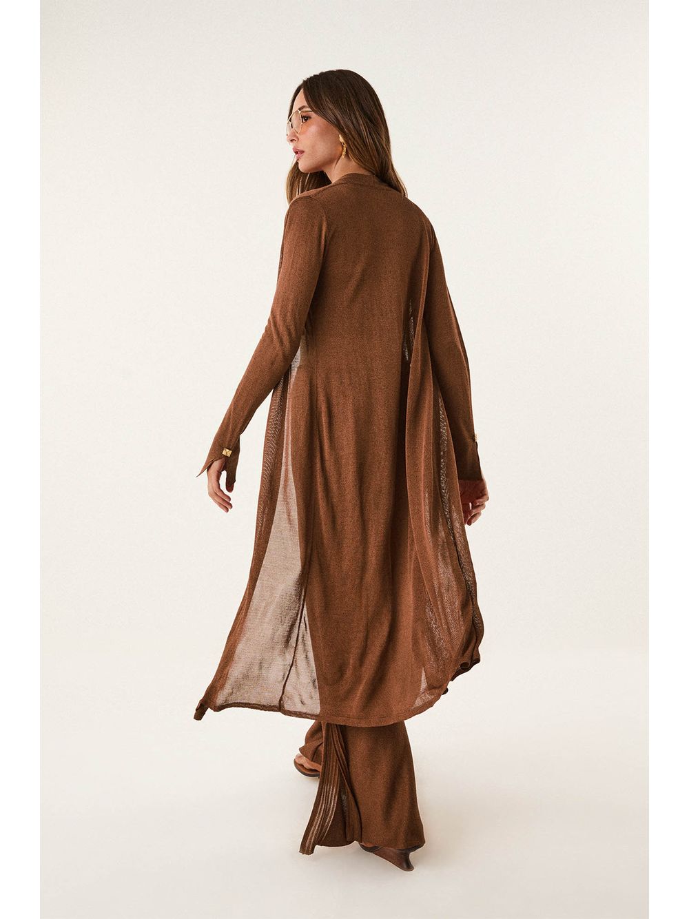 ViX — Cardigan Longo Rita Tricot Camel